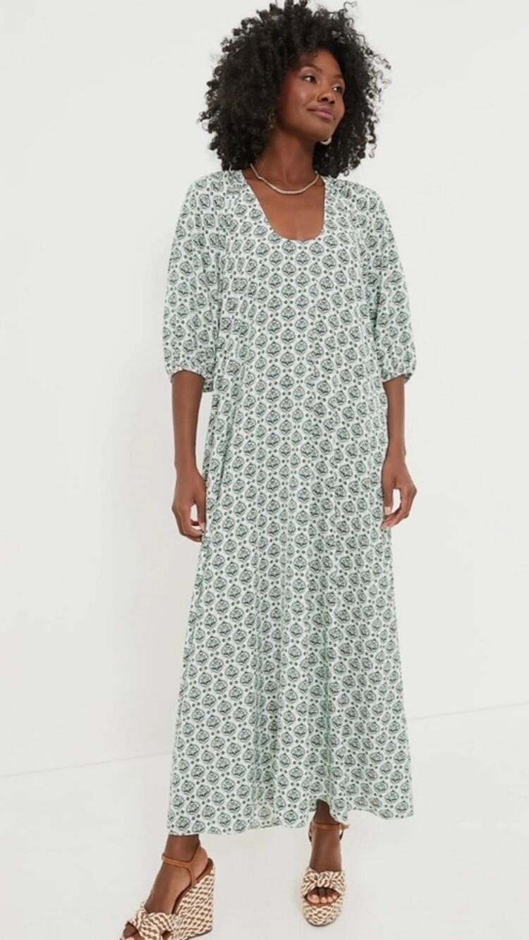 Hyacinth House Tuckernuck Green Leaves Laurel Maxi Dress-Size L